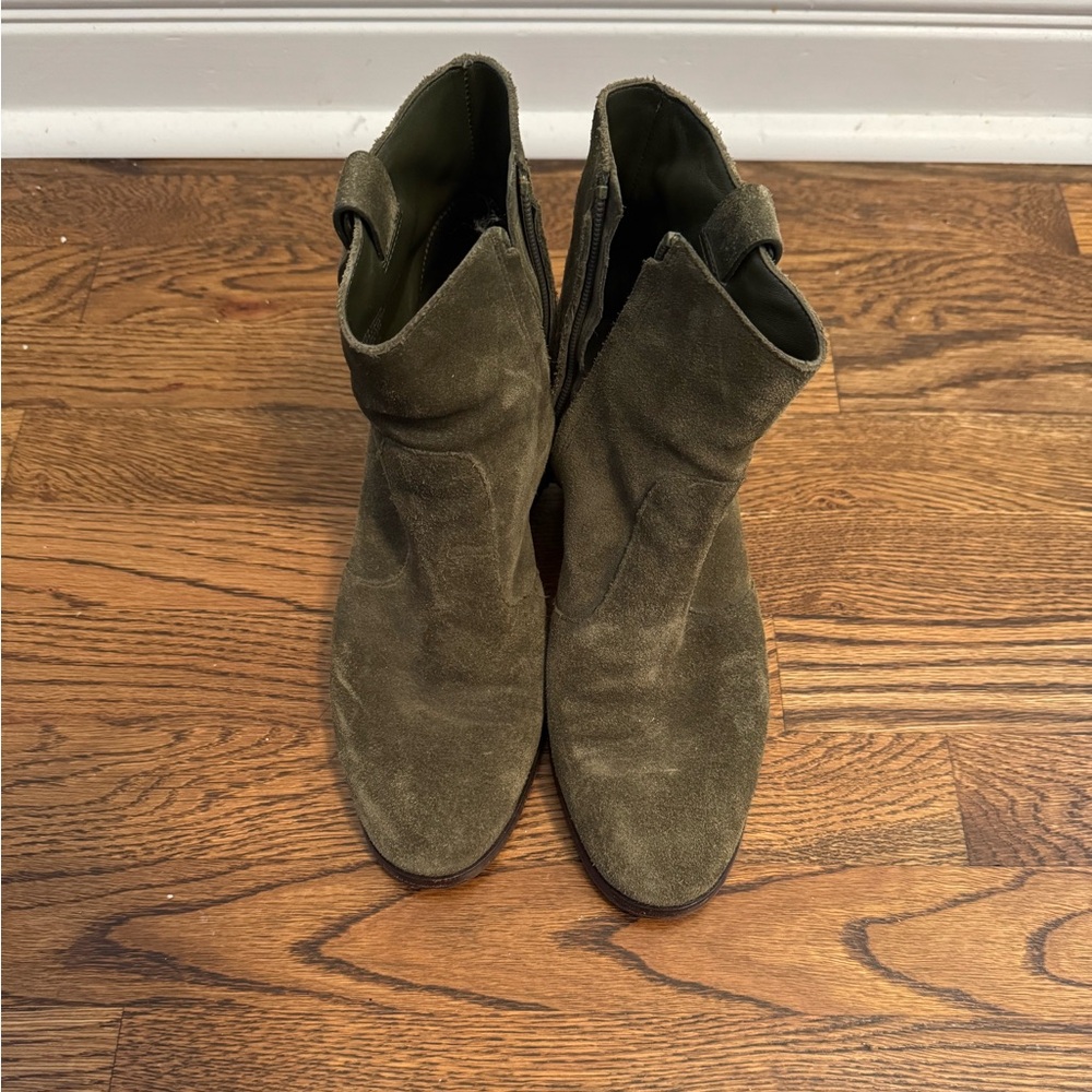 Tory Burch Olive Suede Ankle Boots